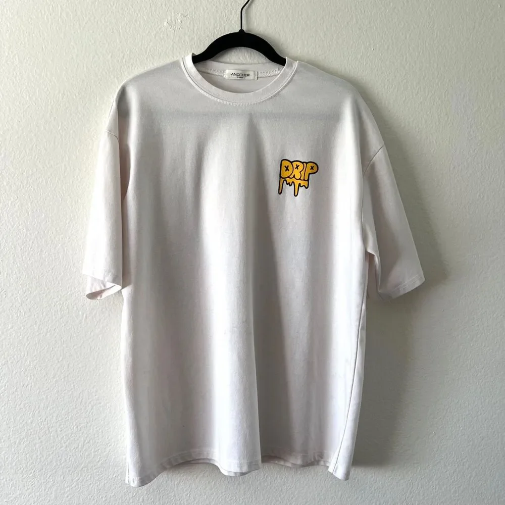 ANOTHER Korean Brand Drip Smile Back Over Tshirt One Size